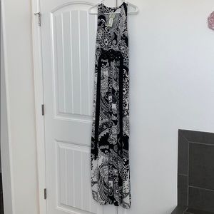 Floor length black and white dress